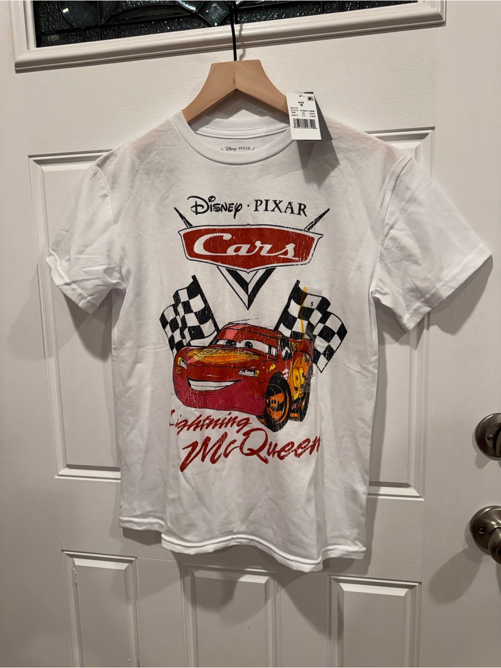 Disney Cars Lightning McQueen Graphic Tee White with Red and Black